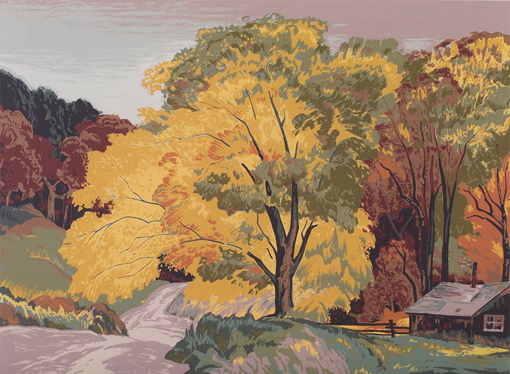 Autumn Road, Haliburton (1953–1957) — Sampson-Matthews oil silkscreen by joachim gauthier