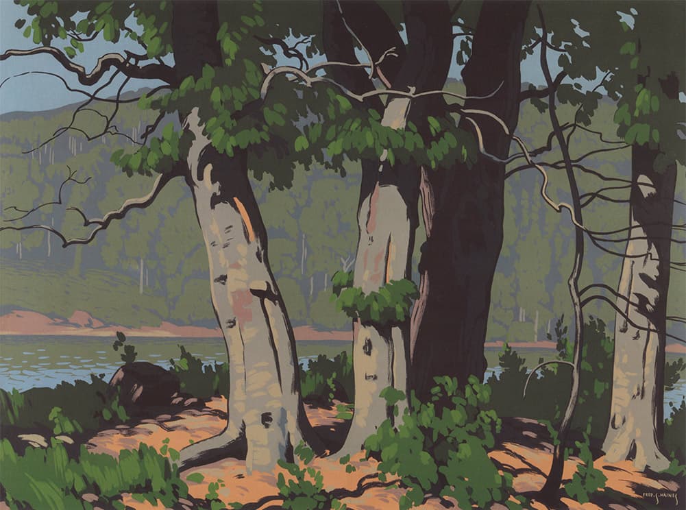 Beech Woods (1943) — Sampson-Matthews oil silkscreen by frederick haines