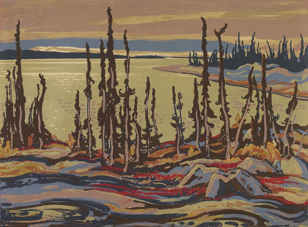 Dease Bay, Great Bear Lake (1947–1953) — Sampson-Matthews oil silkscreen by ay jackson