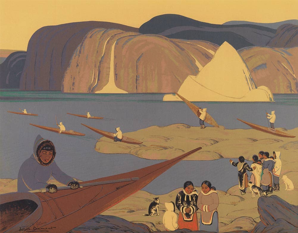 Departure for the Hunt (1948) — Sampson-Matthews oil silkscreen by harold beament