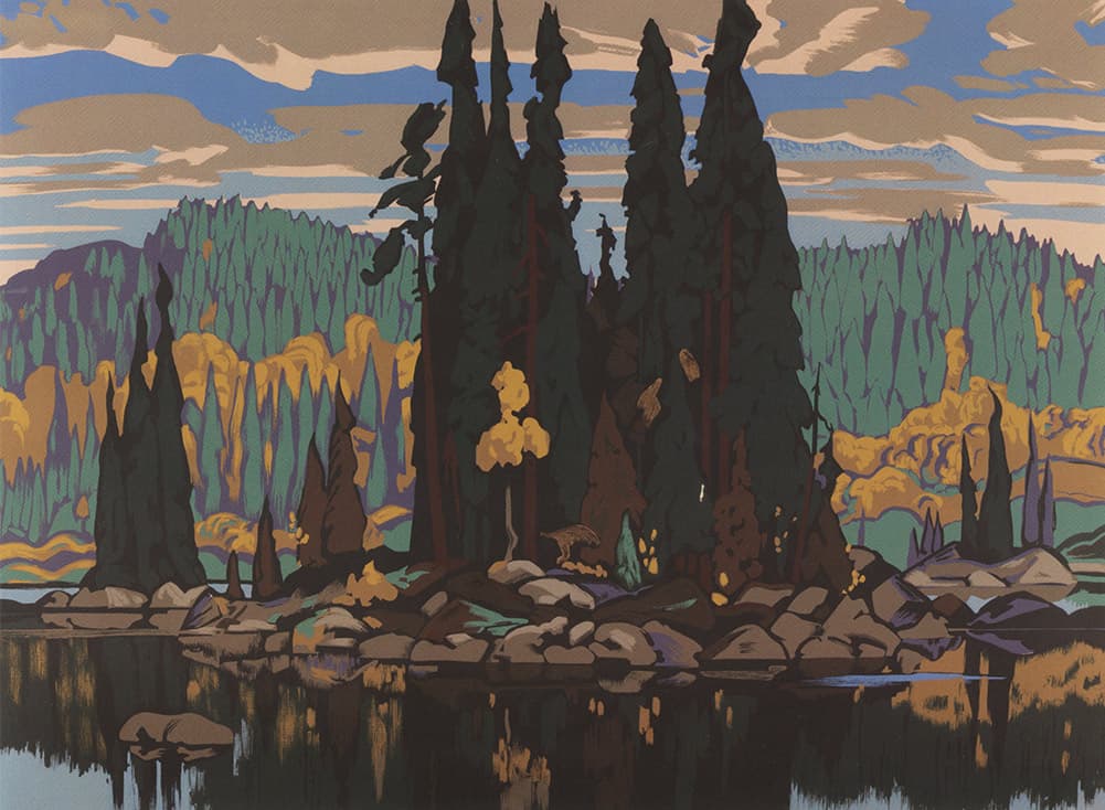 Isles of Spruce (1943) — Sampson-Matthews oil silkscreen by arthur lismer