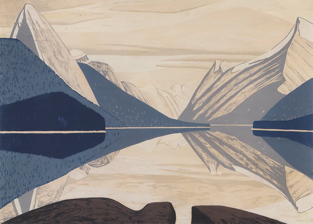 Maligne Lake (1944) — Sampson-Matthews oil silkscreen by lawren harris