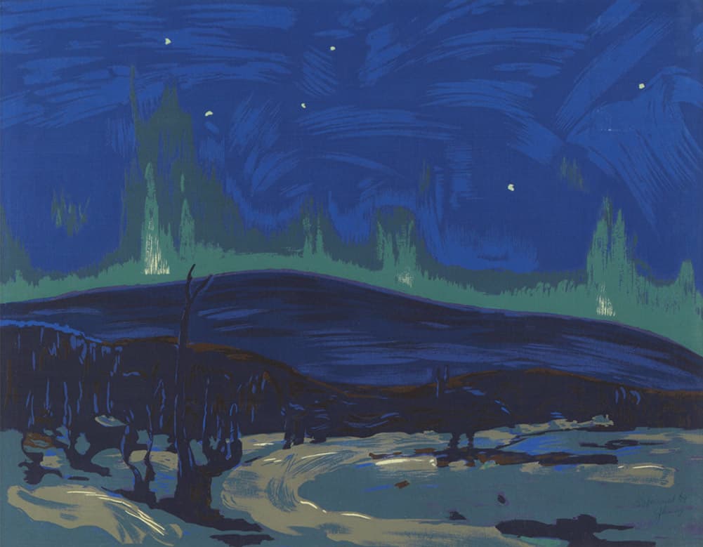 Northern Lights (1947–1953) — Sampson-Matthews oil silkscreen by tom thomson