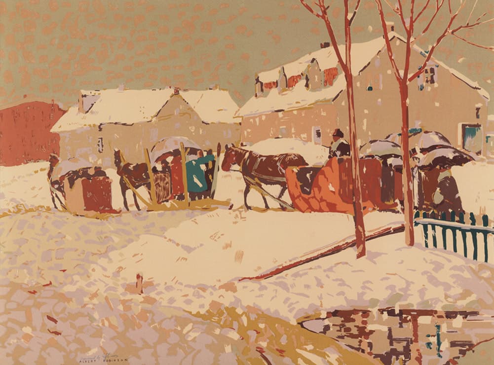 Returning Easter Mass (1943) — Sampson-Matthews oil silkscreen by albert henry robinson