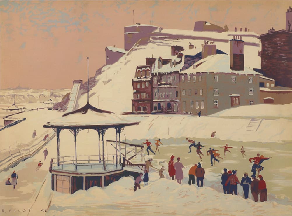 Skating, Dufferin Terrace (1947–1953) — Sampson-Matthews oil silkscreen by robert pilot