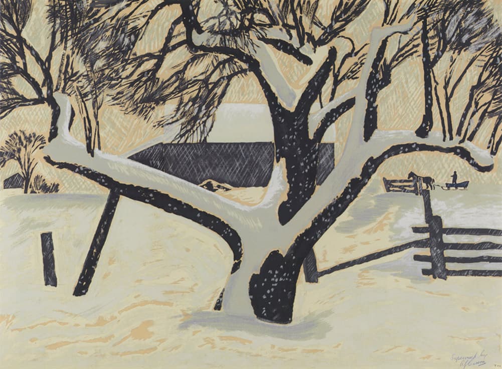 The Snow Storm (1947–1953) — Sampson-Matthews oil silkscreen by thoreau macdonald