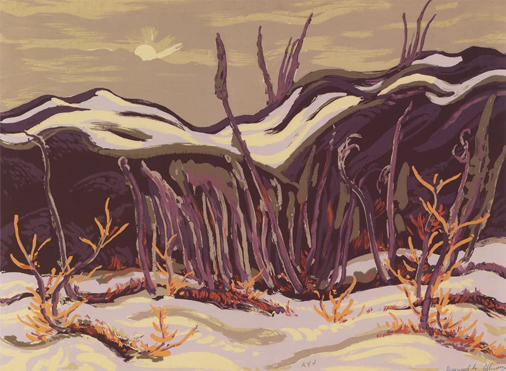 West Bay Fault, Yellowknife (1947–1953) — Sampson-Matthews oil silkscreen by ay jackson